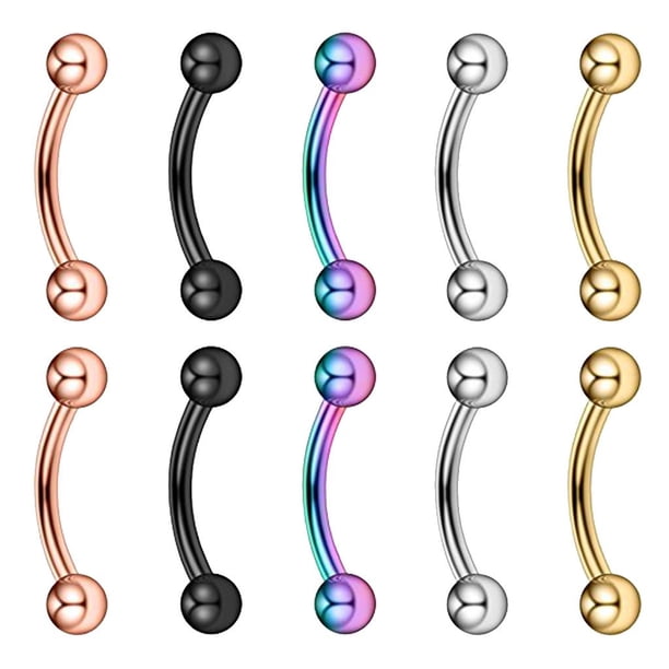 10 piezas de cuentas de acero inoxidable de 16G para perforación de cejas y orejas. 6mm