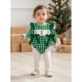 thumbnail image 4 of Miaouyo Infant Baby Girl Christmas Fall Jumpsuit 0 3 6 12 18 24 Months Plaid Print Tree Embroidery Long Sleeve Round Neck Bow Romper, 4 of 9