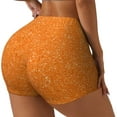 thumbnail image 2 of Naloa Orange Glitter2 Biker Shorts for Women Seamless Scrunch Short Women’s Yoga Shorts for Gym Running Sport Shorts - Small, 2 of 9