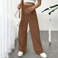 thumbnail image 4 of ZACPNCV Womens Loose Wide Leg Pants Casual Trousers High Waisted Loose Straight Leg Stylish Pants Suit Pants Coffee, 4 of 7