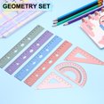thumbnail image 4 of Uxcell Geometry Set, 2 Pack 8 Inch Aluminum Ruler & 4 Triangles, Metal Protractor Ruler Math Drafting Measuring Tool, Gradient Blue, 4 of 7