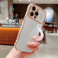 thumbnail image 1 of Suitable for Apple Series, Large Window Electroplated Wave Double Heart Mobile Phone Case + Bracket., 1 of 4