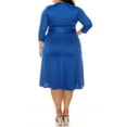 thumbnail image 4 of Women's Plus Size Solid 3/4 Sleeve V-neck Faux Wrap A-line Dress with Waist Tie(Pack of 2), 4 of 7