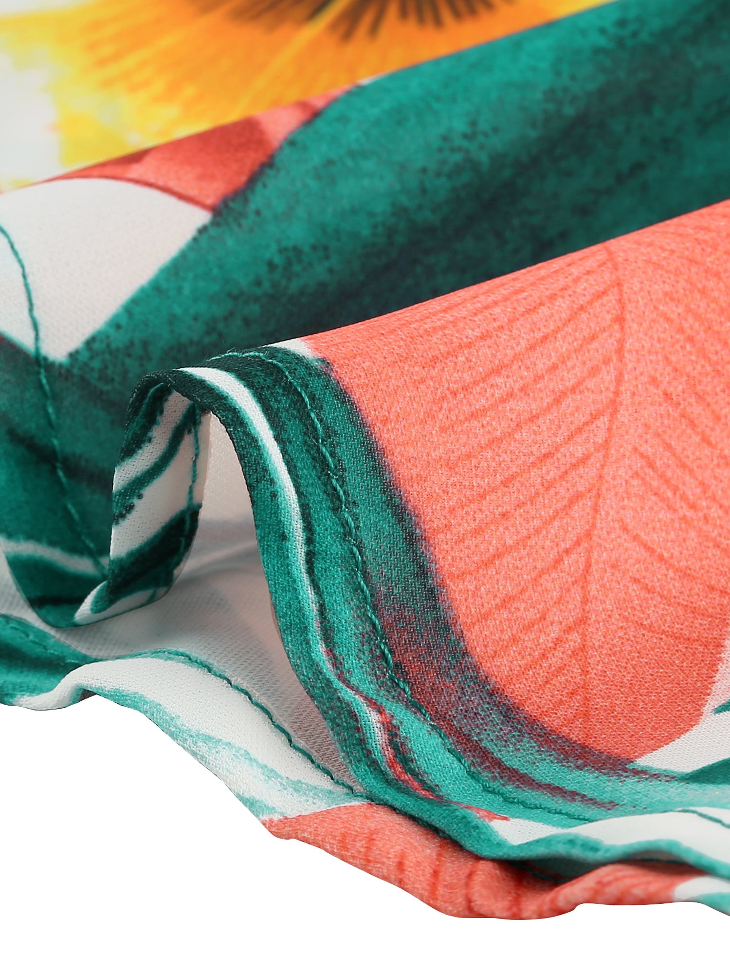 DARING DIVA Floral Leaves Print Short Sleeve Beach Top L White
