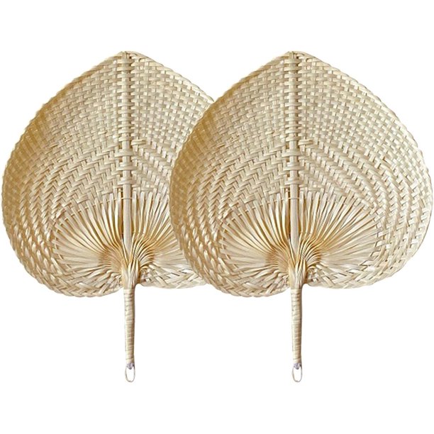 Abanico de mano de bambú, Abanico de ratán natural, Abanico de mano de hoja de palma tejida, Abanico tejido a mano hecho a mano, Abanico tejido de bambú en forma de corazón, Ventilador de refrigeración de verano Decoración del hogar LingWen 8390615542906