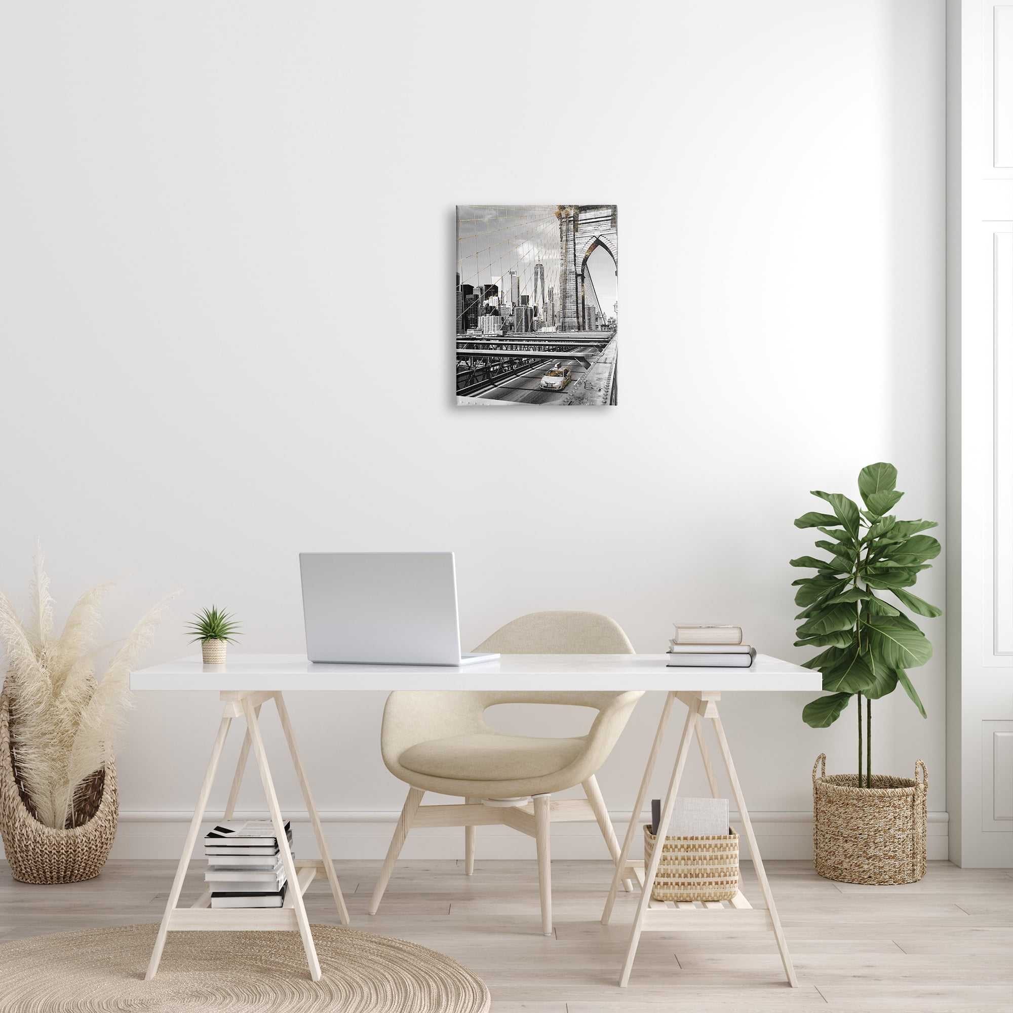 Stupell Industries Brooklyn Bridge Urban City Architecture Taxi Driving Photography, 16 x 20, Design by Ziwei Li