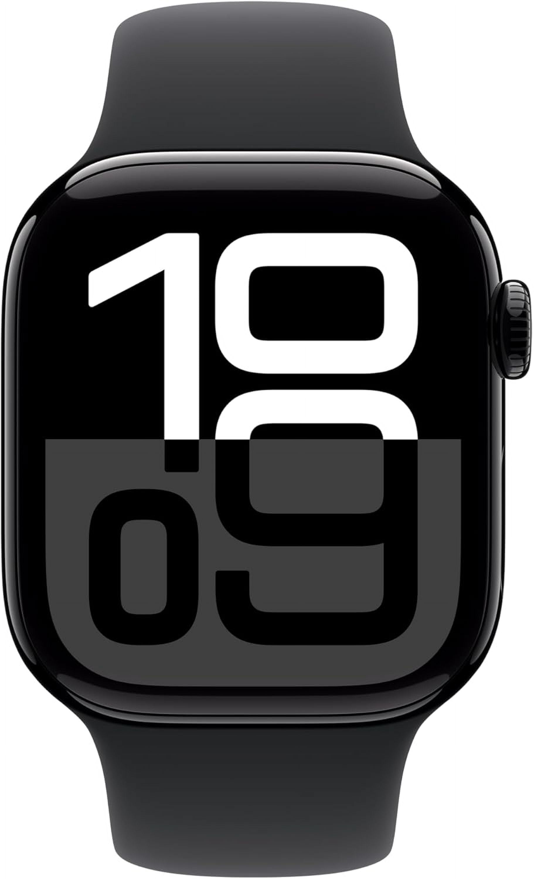 Restored Apple Watch Series 10 [GPS + Cellular 42mm case] Smartwatch with Jet Black Aluminium Case with Black Sport Band (Refurbished)