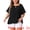 Black, variant on Women's Plus Tie Neck Ruffle Short Sleeves Blouse 2X Caramel