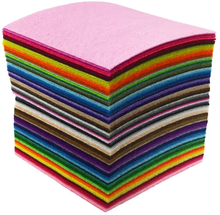 88pcs 4 x 4 inches (10 x 10cm) Assorted Color Mini Felt Fabric Sheets Patchwork Sewing DIY Craft 1mm Thick