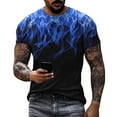 thumbnail image 2 of T-shirt Homme à Séchage Rapide, Manches Courtes, Col Rond, Dégradé de Couleur, Imprimé Flamme 3D, 2 of 8