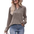 thumbnail image 2 of Annhoo T Shirts for Women V Neck Button Long Sleeve Collared T Shirts Fall Business Ofice Lounge Blouses, 2 of 7