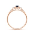 thumbnail image 2 of ANGARA Natural Aeon Sapphire & Diamond Three Stone Engagement Ring in 14K Rose Gold for Women (Size-4mm) | September Birthstone, Anniversary, Jewelry Gift for Women | Natural Sapphire Ring, 2 of 9
