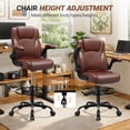 thumbnail image 5 of COOLHUT High Back Office Chair with Flip-Up Armrests, PU Leather Executive Ergonomic Computer Chair, Features Lumbar Support, Adjustable Foot Ring for Standing Desks, Home Offices, Vintage Brown, 5 of 10