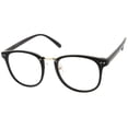 thumbnail image 3 of zeroUV Unisex Classic Metal Nose Bridge Clear Lens Square Horn Rimmed Glasses 52mm (Black-Gold / Clear) - 52mm, 3 of 5
