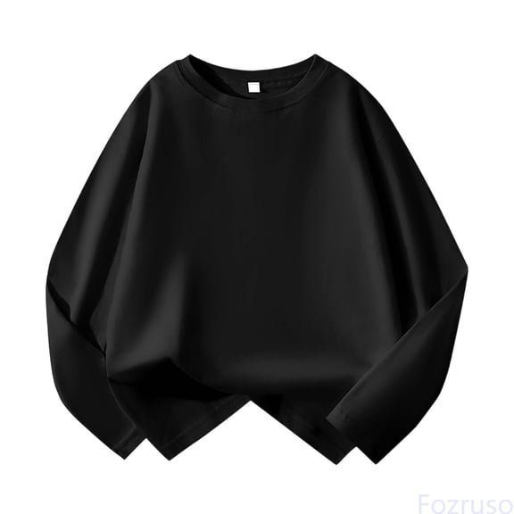 Fozruso Girls Crewneck Shirts Children's Long Sleeved T Shirt For Border Fall Loose Fitting Base Layer Top Suitable For 11 13 Year Olds,11-12 Years,Black