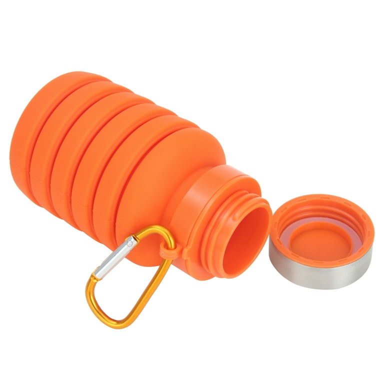 Ozark Trail 16 Ounce Collapsible Silicone Water Bottle with Carabiner  Orange 