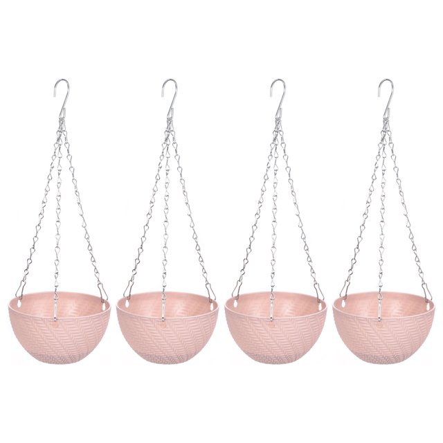 Colgador de plantas Uxcell Macrame, maceta de flores colgante para interiores, paquete de 4 en color rosa