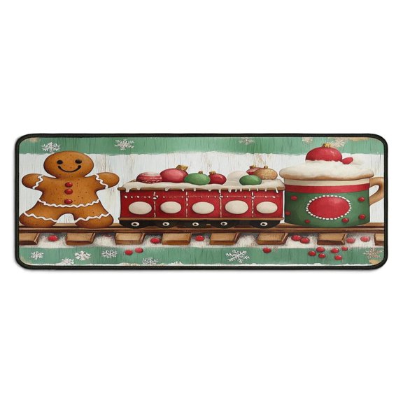 2 Pcs Merry Christmas Kitchen Rugs and Mats Set Welcome Christmas Snowflake Kitchen Runner Non Slip Kitchen Rugs and Matsfor Bath Cooking (47x17 30x17 Inches)