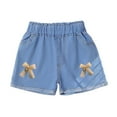 thumbnail image 2 of DAETIROS Girls Denim Shorts with Bows Elastic Waist Rolled Cuff Light Wash 100% Cotton Kids Little Girl Sizes 2-12,Size 4 T, 2 of 5
