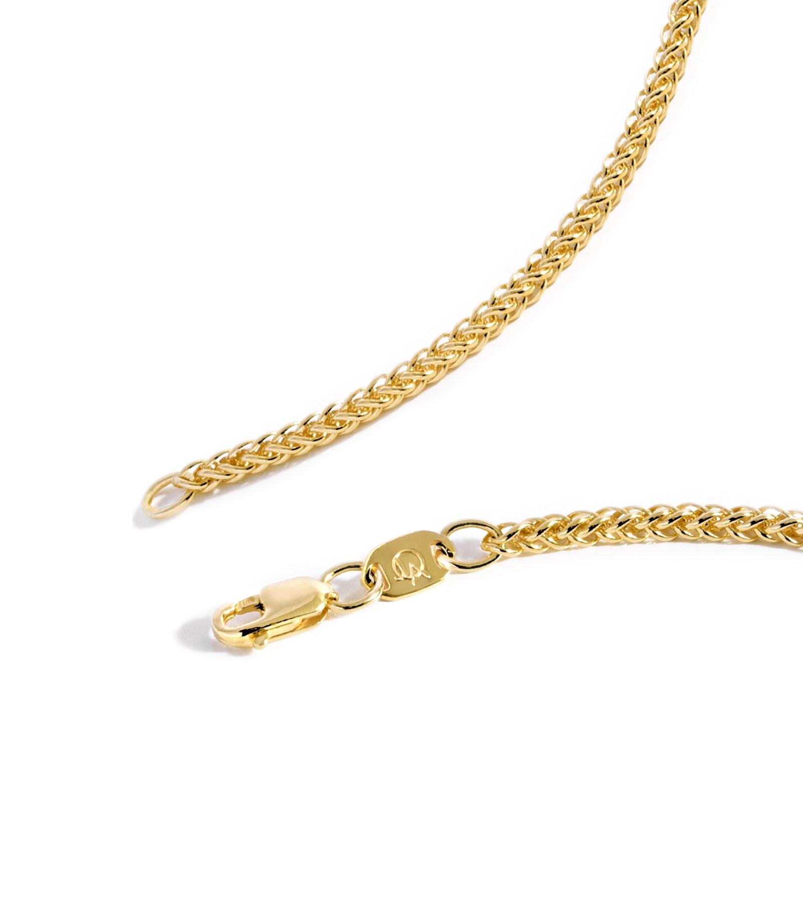 Jewelry Atelier Gold Chain Necklace Collection - 14K Solid Yellow Gold Filled Round Wheat/Palm Chain Necklaces for Women and Men with Different Sizes (2.5mm, or 3.2mm)
