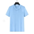 thumbnail image 5 of Men's Waffle Knit Polo Shirt Short Sleeve Collared Casual T-Shirt Comfortable & Breathable For Summer Daily Wear Stylish Tops,Light Blue,XXL, 5 of 6