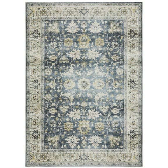 Avalon Home Celeste Washable Vintage Oriental Charcoal/ Gold Indoor Area Rug