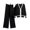 Black, variant on Timegard 3pc Outfits for Women Knitted V Neck Tank Tops Zip up Long Sleeve Cardigan Sweater Wide Leg Pants with Pockets Sets