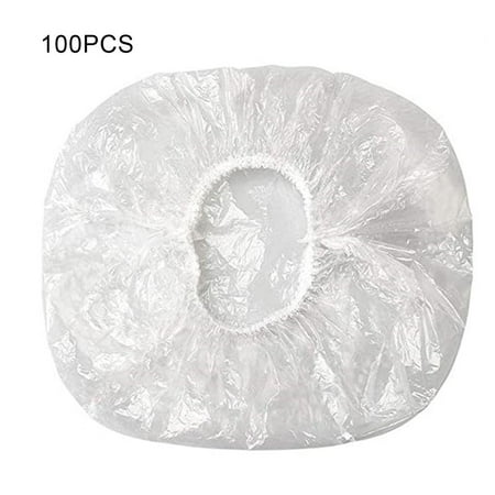 LUNA 100pcs Disposable Shower Caps Elastic Plastic Shower Cap for Bathroom Spa Hotel and Hair 