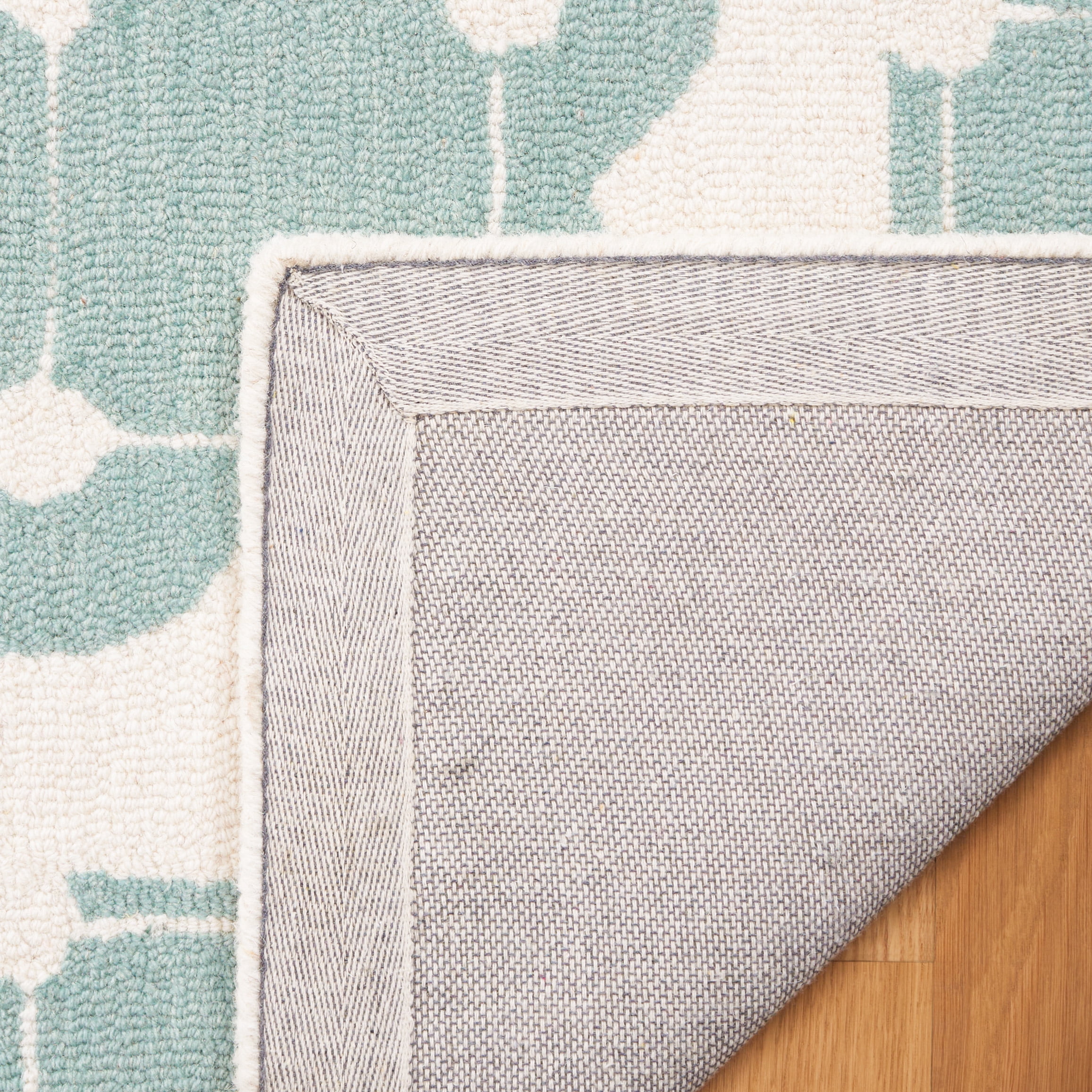 SAFAVIEH Kids Bordered Swivel Lattice Area Rug, Turquoise/Ivory, 5' x 5' Square