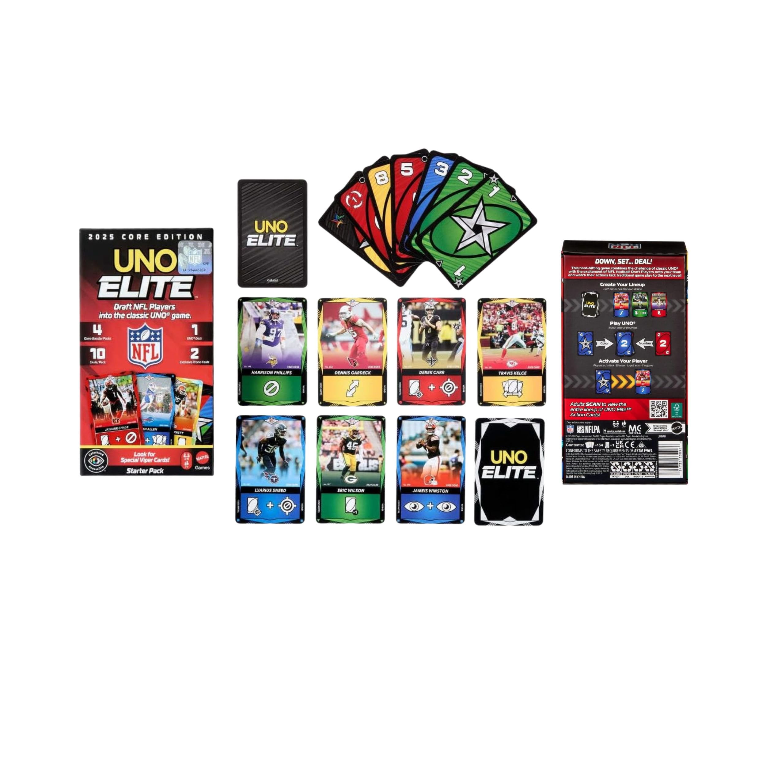 Mattel UNO Elite 2025 Core Edition NFL Starter Pack Card Game Sealed - 1 Pack