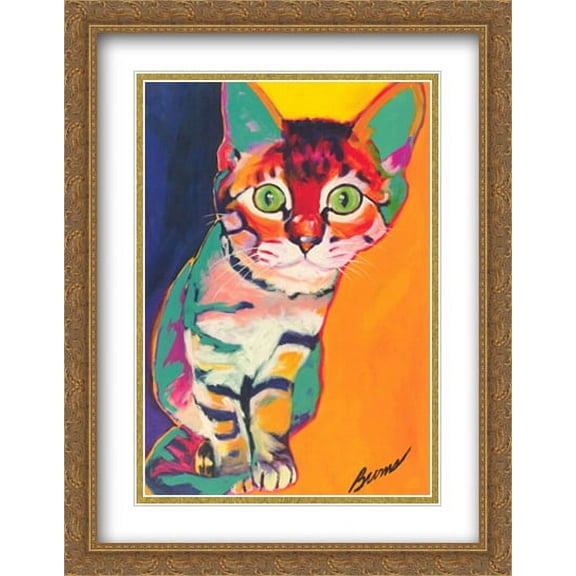 Tiger 2x Matted 22x28 Large Gold Ornate Framed Art Print by Ron Burns