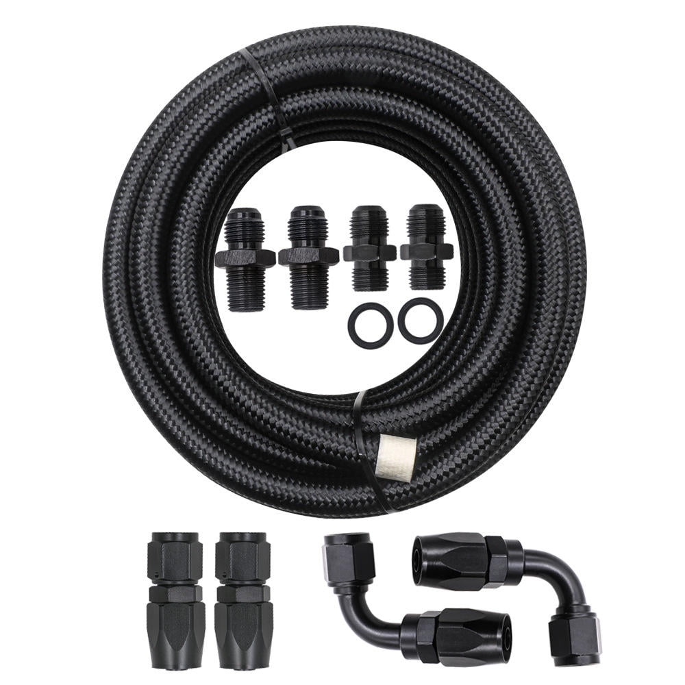4L60E 4L65E Automatic Transmission Cooler Line Kit Black 6 AN Steel