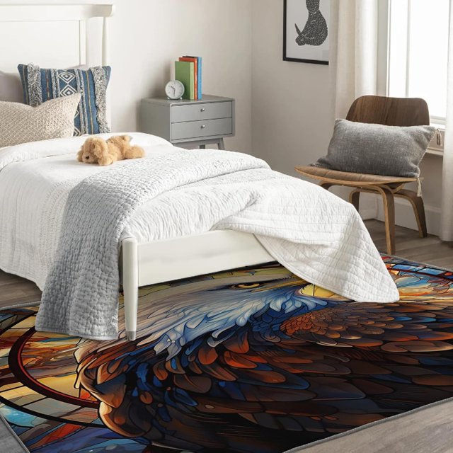 Bald Eagle Rug 4x5 Area Rugs for Bedroom Living Room, Eagle Area Rug, Wildlife Carpet Machine Washable Non-Slip Rug, Soft Low Pile Area Rug, Indoor Decorative Rugs d&ip156