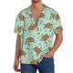 thumbnail image 1 of Balery Cute Sea Turtles Camisa Casual de Manga Corta con Botones para Hombre, Texturizada, Estilo Cubano, para Playa, Verano-Small, 1 of 5