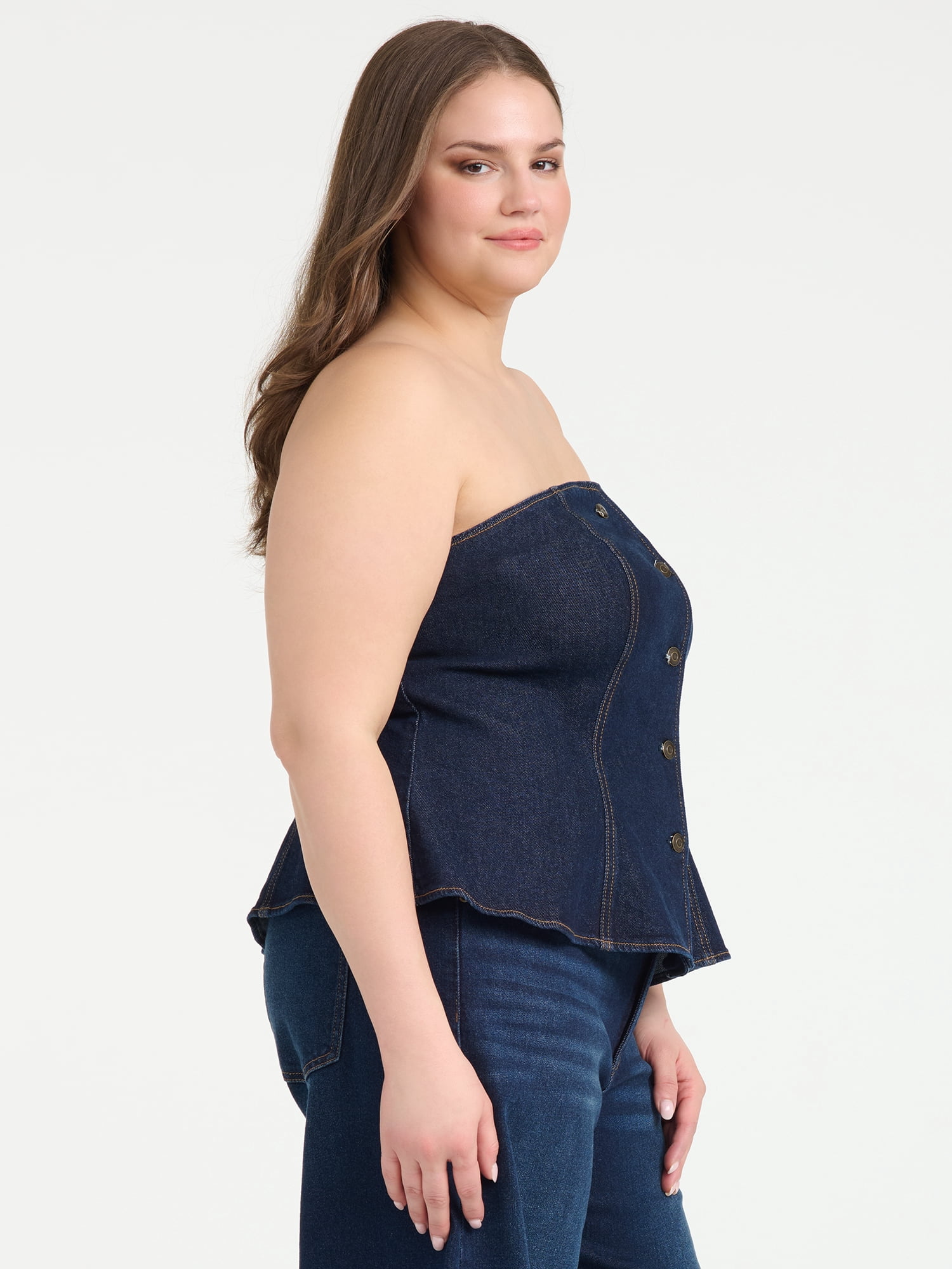 Sofia Vergara Women's Buttoned Tube Top, Sizes XS-4X
