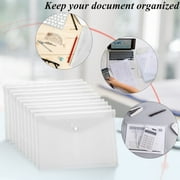 Toplive File Folders,12 Packs Plastic Envelopes Clear A4 Letter Size Waterproof Poly Envelopes Folders with Snap Closure for Office Supplies