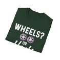 thumbnail image 4 of Wheels or Heels Gender Reveal Unisex Softstyle T-Shirt, 4 of 4