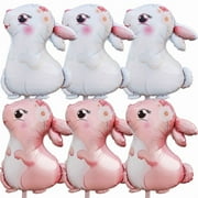 6pcs Bunny Balloons Rabbit Head Foil Balloons for Easter Themed Party Supplies Decorations