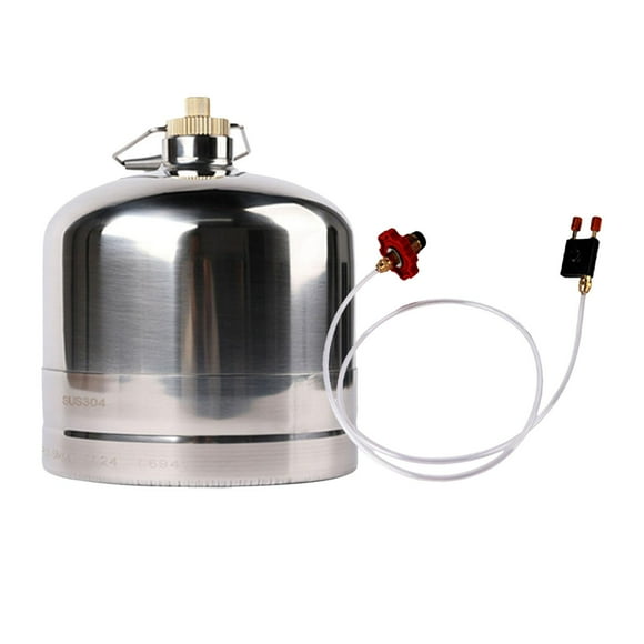Almencla Stainless Steel Gas Bottle Inflatable Gas Tank Fuel Canister Container Empty Refillable for Outdoor Cooking BBQ Camping Stove 2.2L