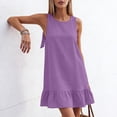 thumbnail image 4 of BUIGTTKLOP Sundresses for Women Sleeveless Mini Dresses Crewneck Ruffle Hem Loose Fitted Summer Dresses, 4 of 5