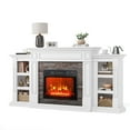 thumbnail image 3 of LGHM 70" Electric Fireplace TV Stand with Mantel, Farmhouse Entertainment Center for TVs up to 80", White, 3 of 9