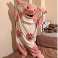 thumbnail image 2 of Funny Cartoon Coral Fleece Women’s Onesie Thickened Lazy Style Hoodless Jumpsuit Sleepwear, Breathable Skin‑Friendly Polyester Coral Fleece Loungewear for Cold Days, 2 of 5
