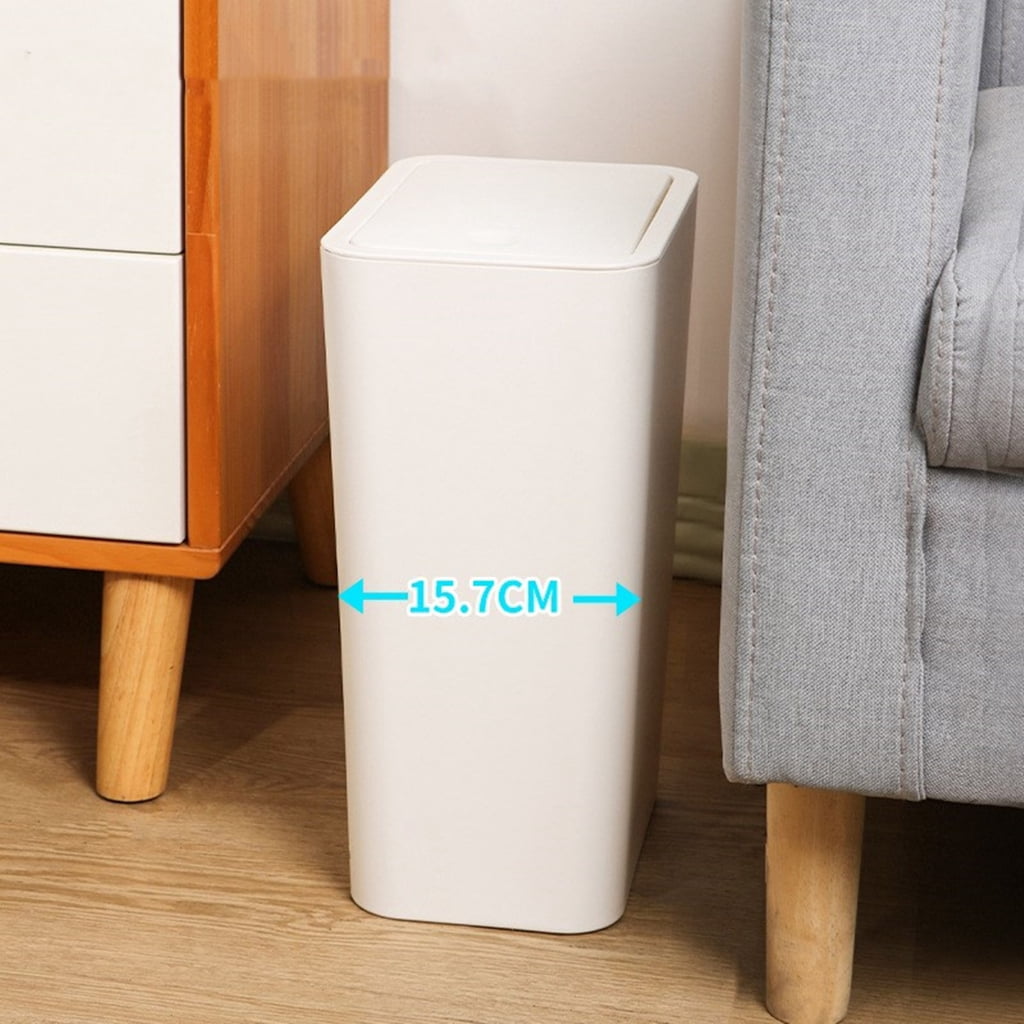 WINDLAND Push Lid Sealed Trash Can, Large Waste Basket Garbage Bin for Kitchen, Bathroom, Desk Side Disposal