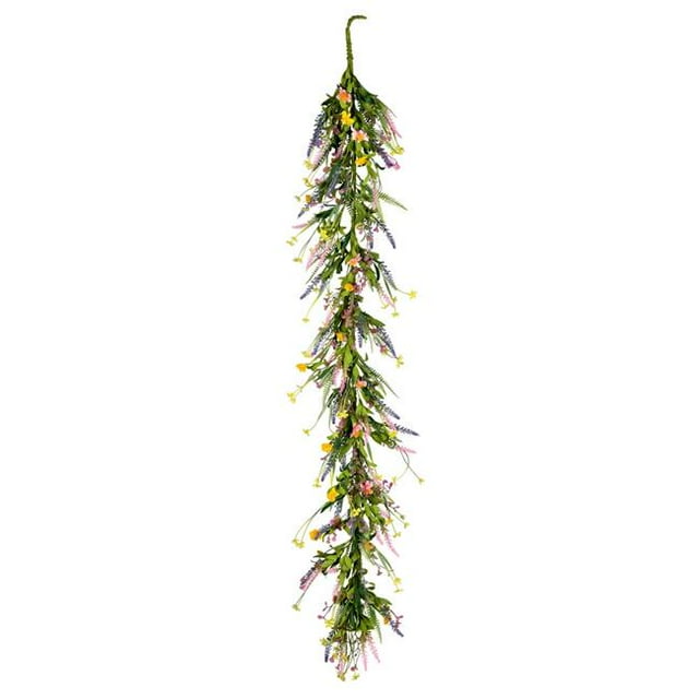 Vickerman FY194560 5 ft. Pink & Yellow Wild Flowers Garland