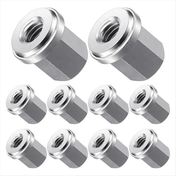 10 Tuercas de Espárrago de Batería de 3/8 Pulgada, de Acero Inoxidable, Cerradas para Espárrago Estándar de 3/8 Pulgada.