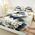 thumbnail image 3 of jejeloiu Cute Xmas Snowmen Queen Sheet Sets,Merry Christmas Flat Sheet,Gold Holiday Ball Queen Fitted Sheet For Child,Super Cozy Room Decor,4pcs, 3 of 7