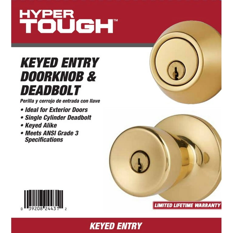 Hyper Tough Keyed Entry Tulip Style Doorknob and Deadbolt Combo