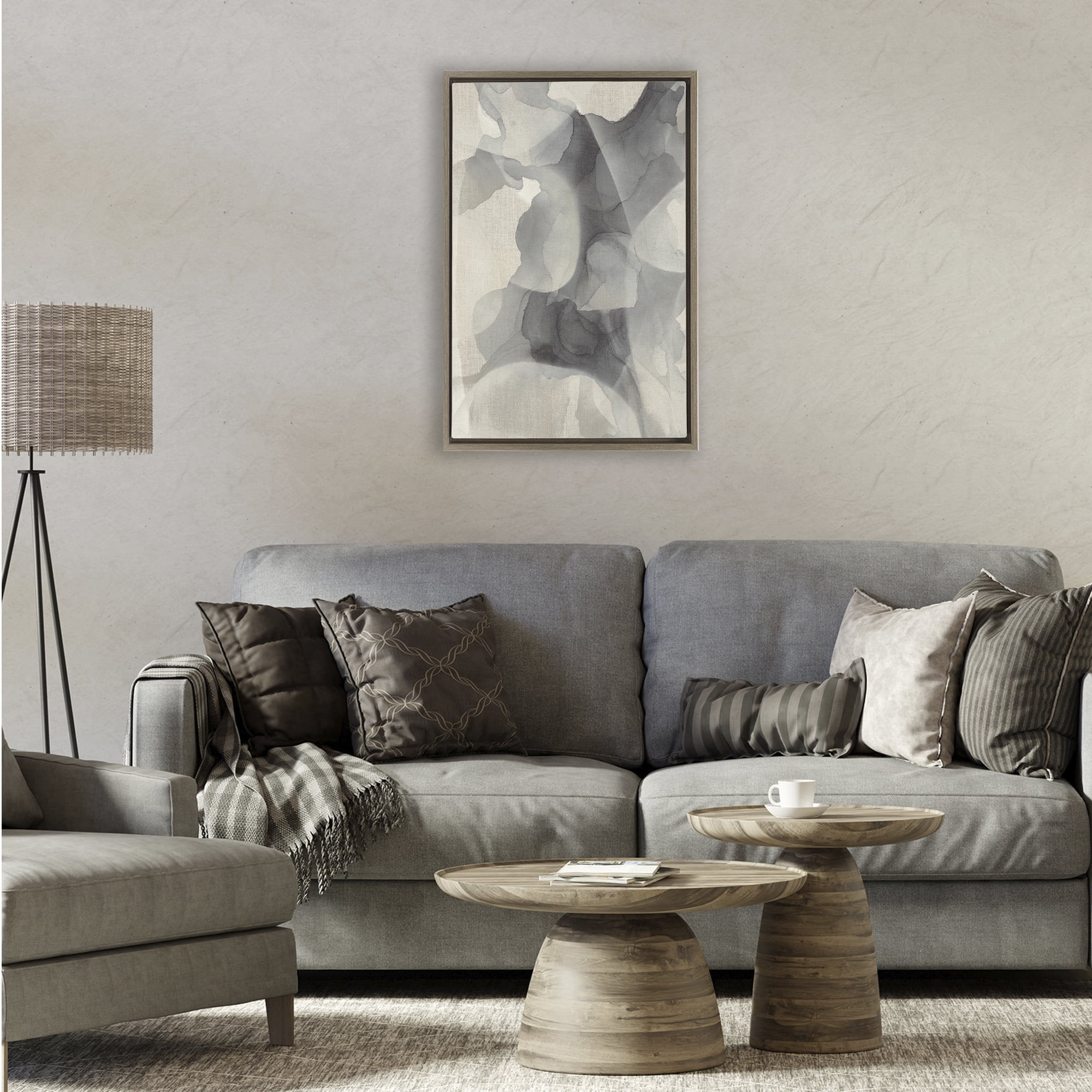 Stupell Industries Mottled Monochrome Abstract Brown Framed Floater Canvas Wall Art, design by Kippi Leonard