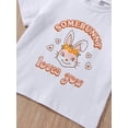 thumbnail image 6 of Bagilaanoe 2Pcs Toddler Baby Girl Easter Outfits Letters Print Short Sleeve T-shirt Tops + Rabbit Print Flared Trousers 6M 12M 18M 24M 3T 4T 5T Kids Long Pants Set, 6 of 9