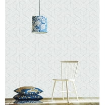 Geometry Hexagon Stripped Peel and Stick Wallpaper Vinyl Contact Paper Decorative 17.72" X 9.8ft, Silver and White